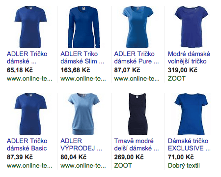 Shopping Ads: modré tričko